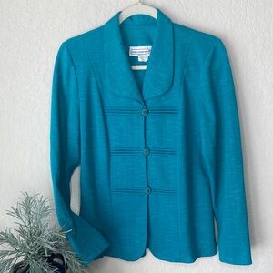 Vintage Classic Teal Women's Blazer Jacket - Made in USA